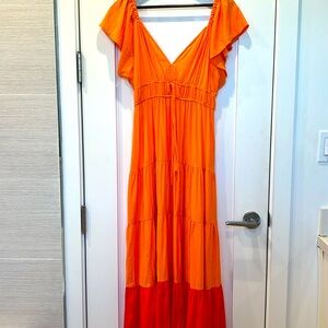 Orange tiered maxi dress